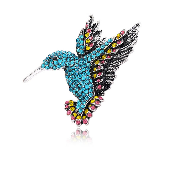 Broche de diamantes de imitación con forma de colibrí para mujer