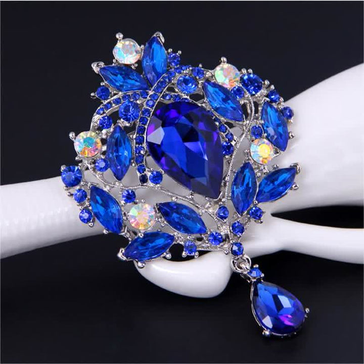 Broche de gota de agua con capullo floral brillante para mujer
