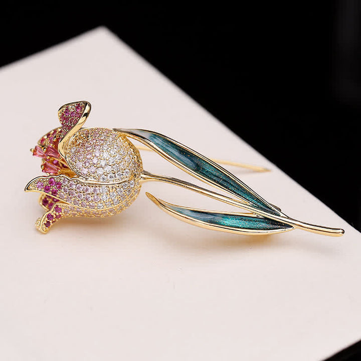 Broche de tulipán Deep Love para mujer