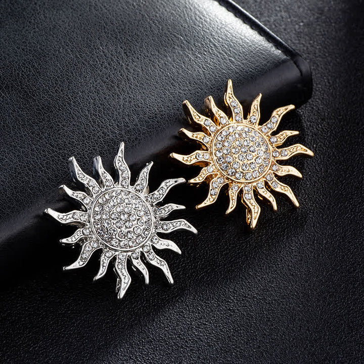 Broche de diamantes de imitación con forma de sol brillante para hombre