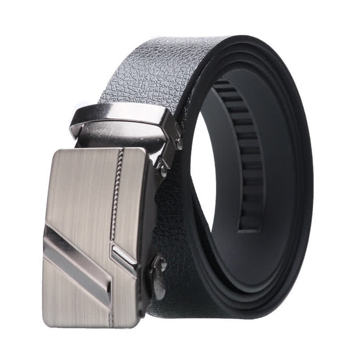 Cinturón de cuero negro con hebilla automática para hombre