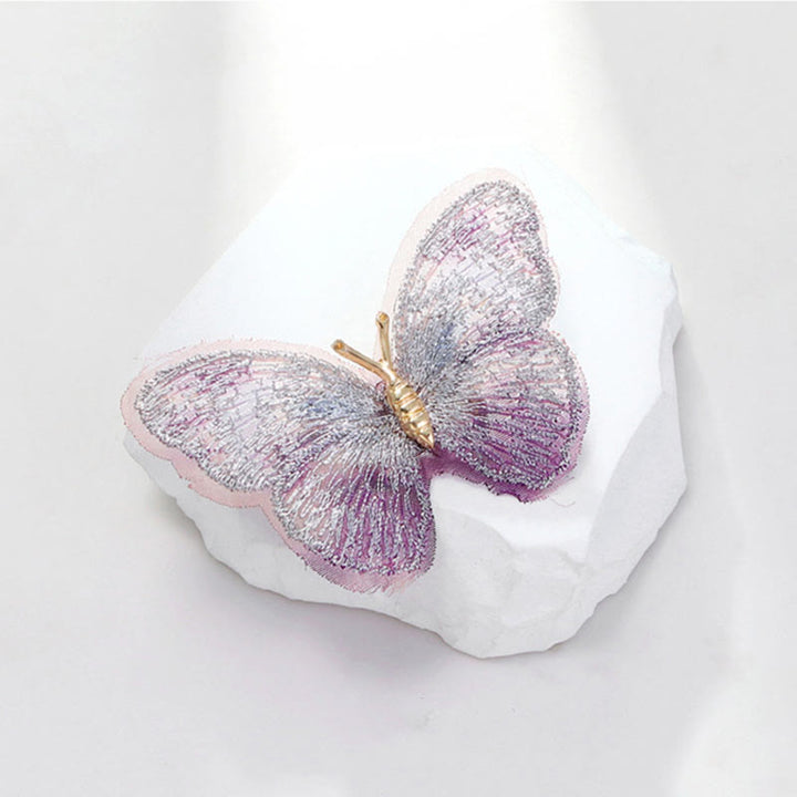 Broche de mariposa con bordado de ensueño para mujer