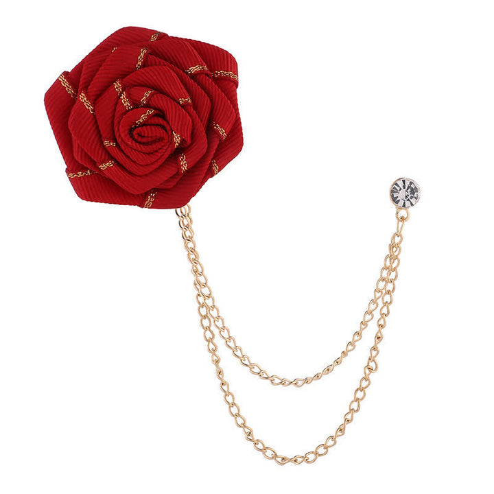 Broche con cadena de rosas y flores para hombre