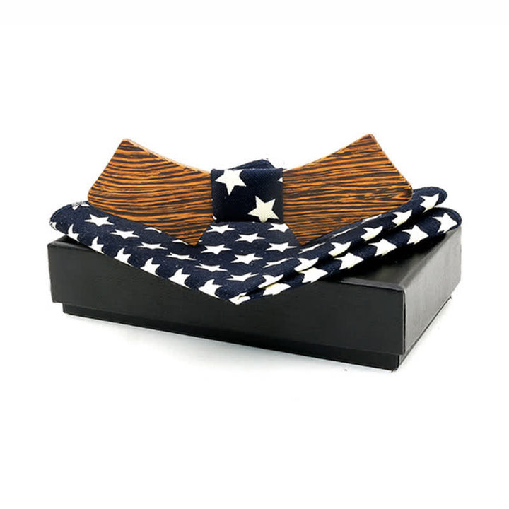 Juego de 2 pajaritas de madera con forma de collar para hombre