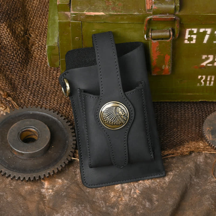 Funda para teléfono con botón magnético y correa de cuero Crazy Horse