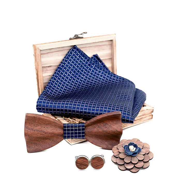 Juego de 4 pajaritas de madera de nogal negro para hombre