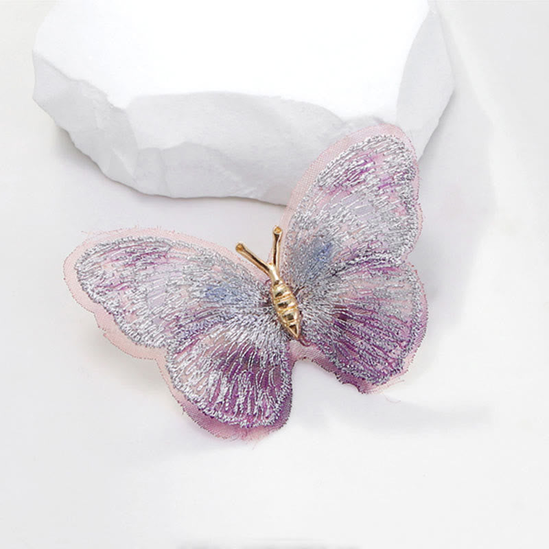 Broche de mariposa con bordado de ensueño para mujer