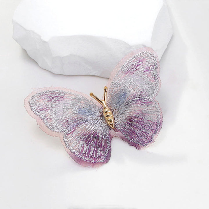 Broche de mariposa con bordado de ensueño para mujer