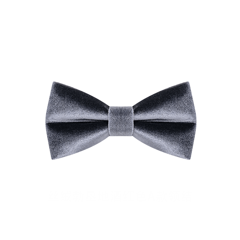 Pajarita de terciopelo de color liso gris carbón para hombre
