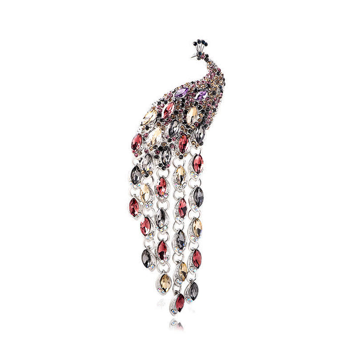Broche de pavo real con flecos Grazioso para mujer