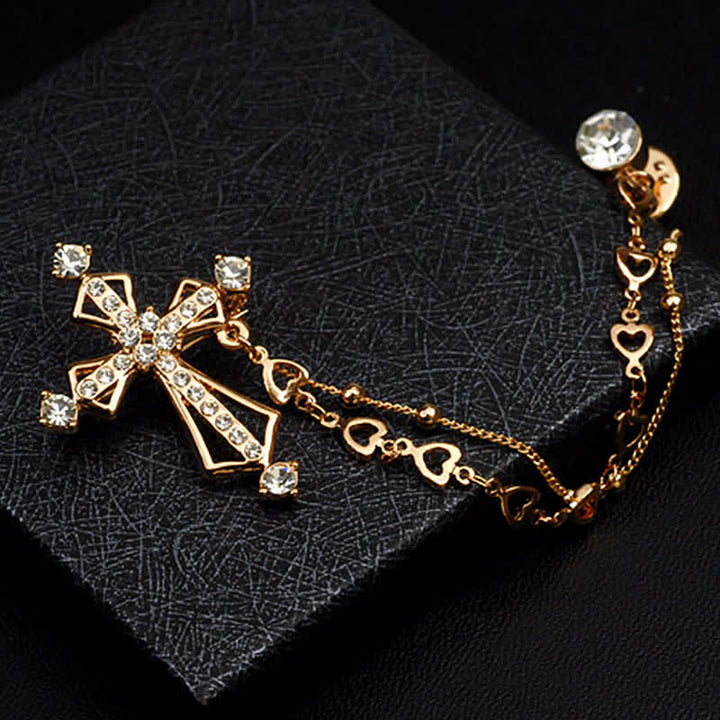 Broche de cruz con borlas nobles y diamantes de imitación para hombre