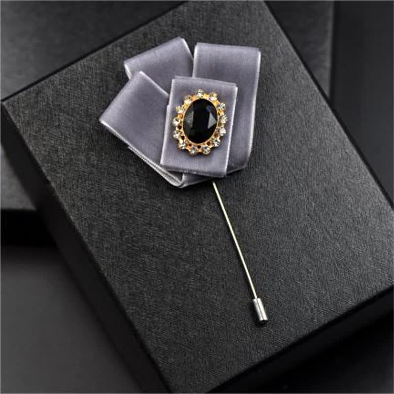 Juego de 2 broches de terciopelo con diamantes de imitación