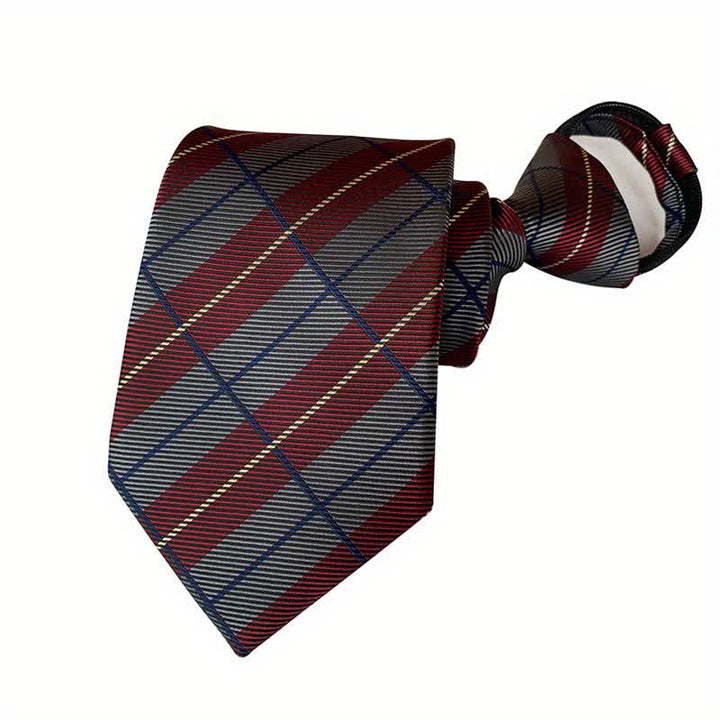 Corbata de cuadros con cremallera y diseño de rombos para hombre