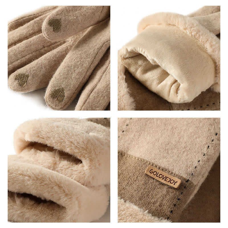 Guantes de felpa suaves y acogedores para pantalla táctil para mujer.