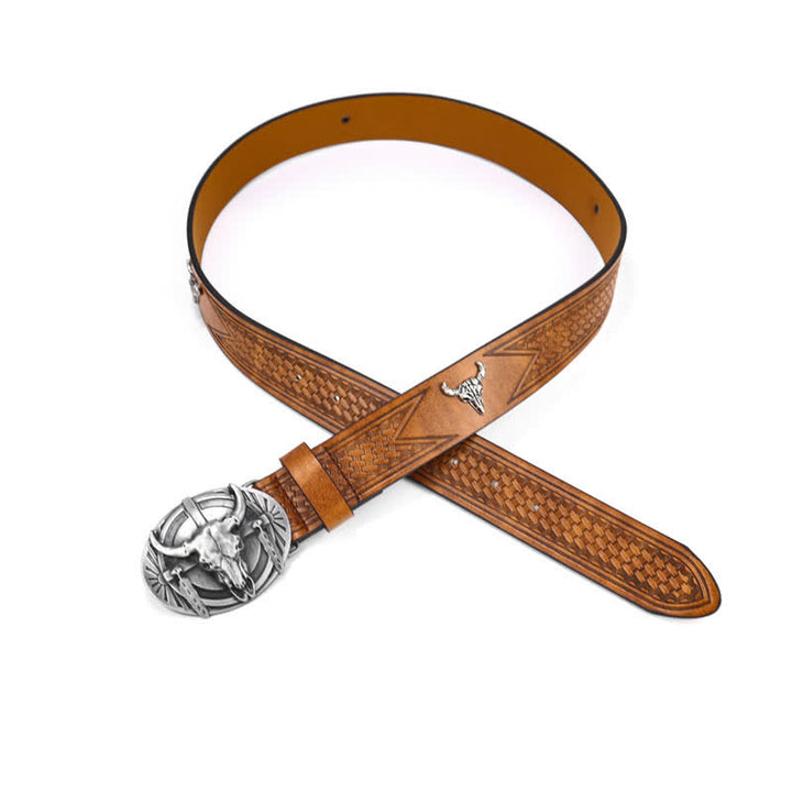 Cinturón de cuero Mad Bull grabado para hombre
