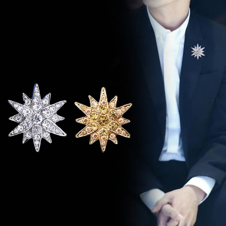 Impresionante broche de estrella con hexagrama para hombre