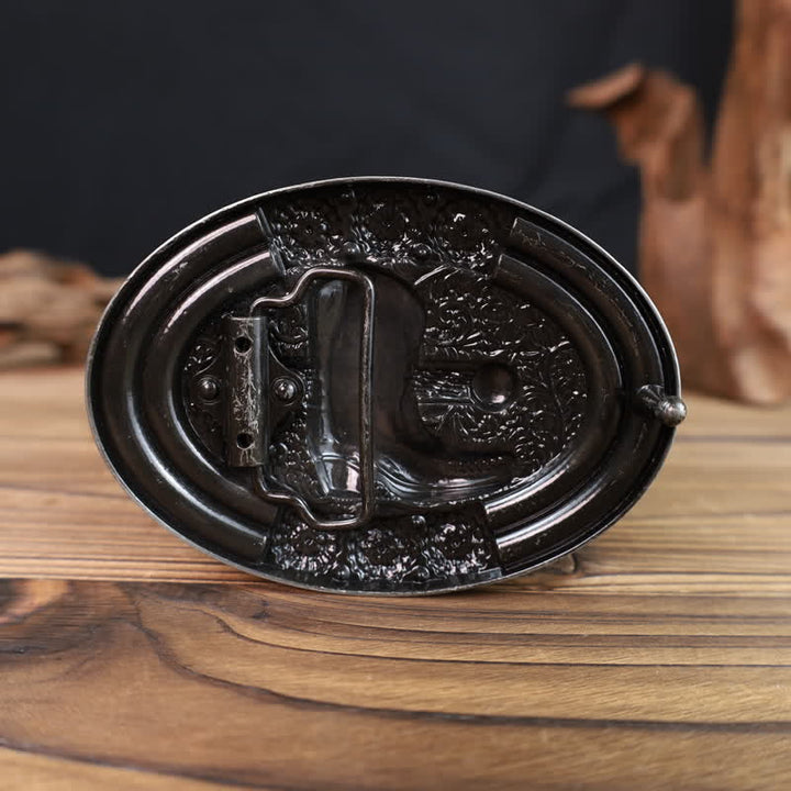 Cinturón de cuero con hebilla para botas de hombre, con cuentas de madera y diamantes de imitación, hecho a mano