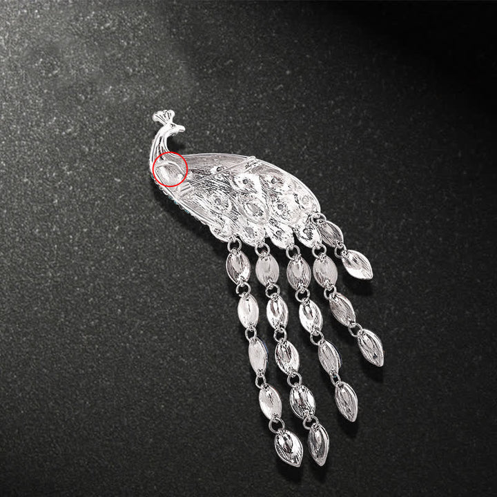 Broche de pavo real con flecos Grazioso para mujer