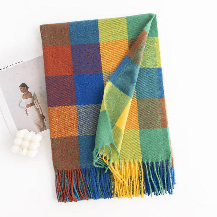 Bufanda con flecos de colores vivos y brillantes para mujer