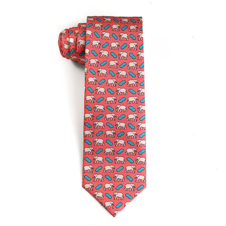 Corbata de seda pura con motivos de animales bailando para hombre