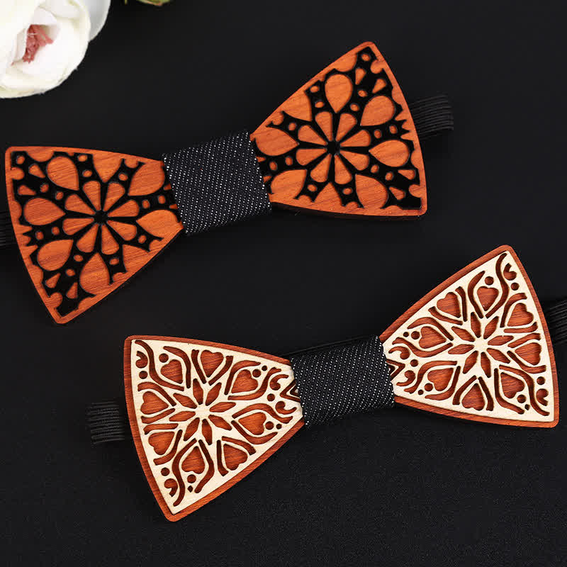 Pajarita de madera con diseño floral majestuoso para hombre