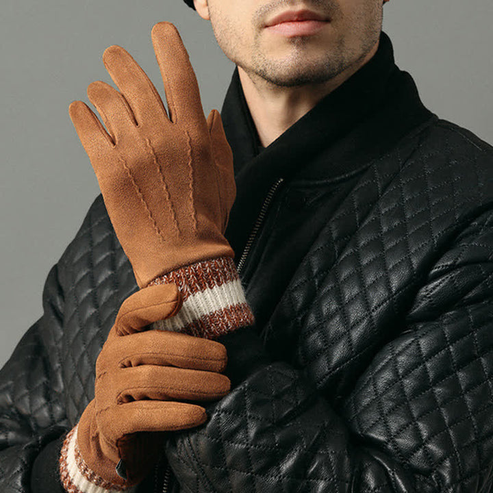 Guantes unisex de gamuza polar antideslizantes con dedos divididos
