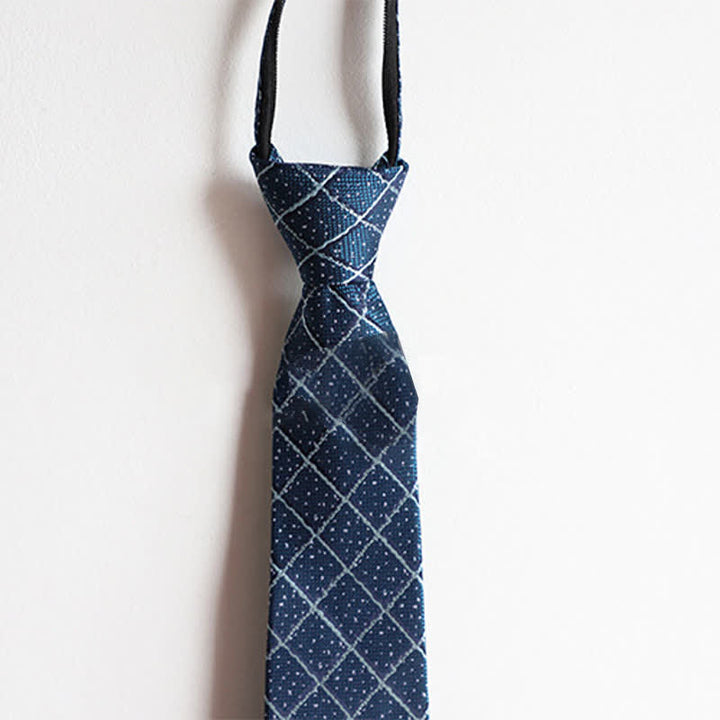 Corbata elegante con cremallera y rayas de cachemira para hombre