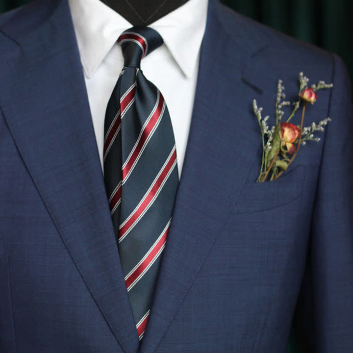 Corbata de rayas con motivos animales repetidos para hombre