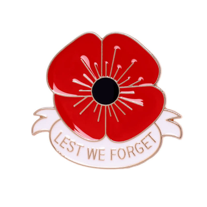 Broche unisex de 3 piezas con la frase Lest We Forget Poppy