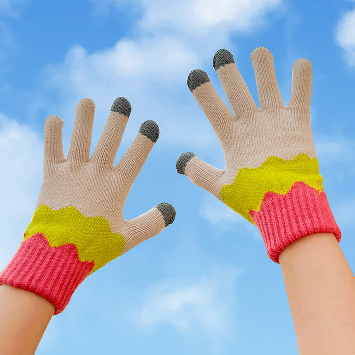 Guantes tejidos con dedos completos para jardinería y pantallas táctiles para mujer