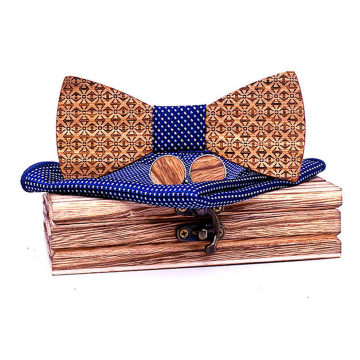 Juego de 3 pajaritas de madera con copos de nieve navideños para hombre