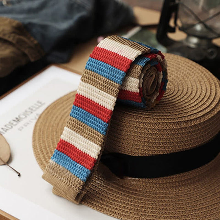 Corbata de punto con rayas horizontales de otoño para hombre