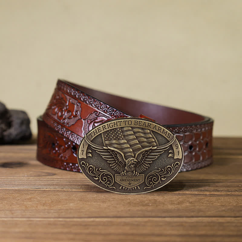 Cinturón de cuero con hebilla de águila para hombre, hecho a mano y fabricado por uno mismo