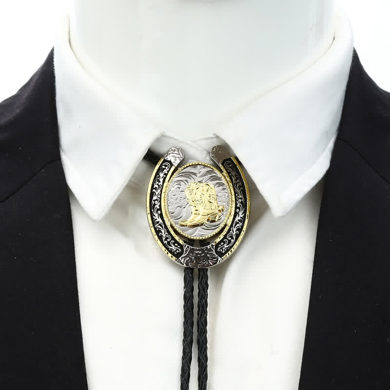 Corbata bolo en forma de herradura de estilo animal occidental de dos tonos