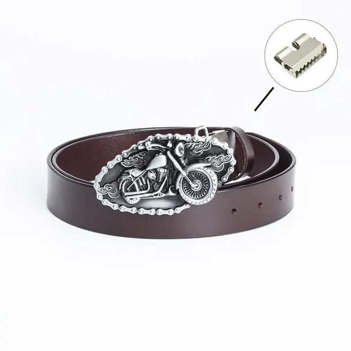 Cinturón de cuero para motocicleta con locomotora punk para hombre