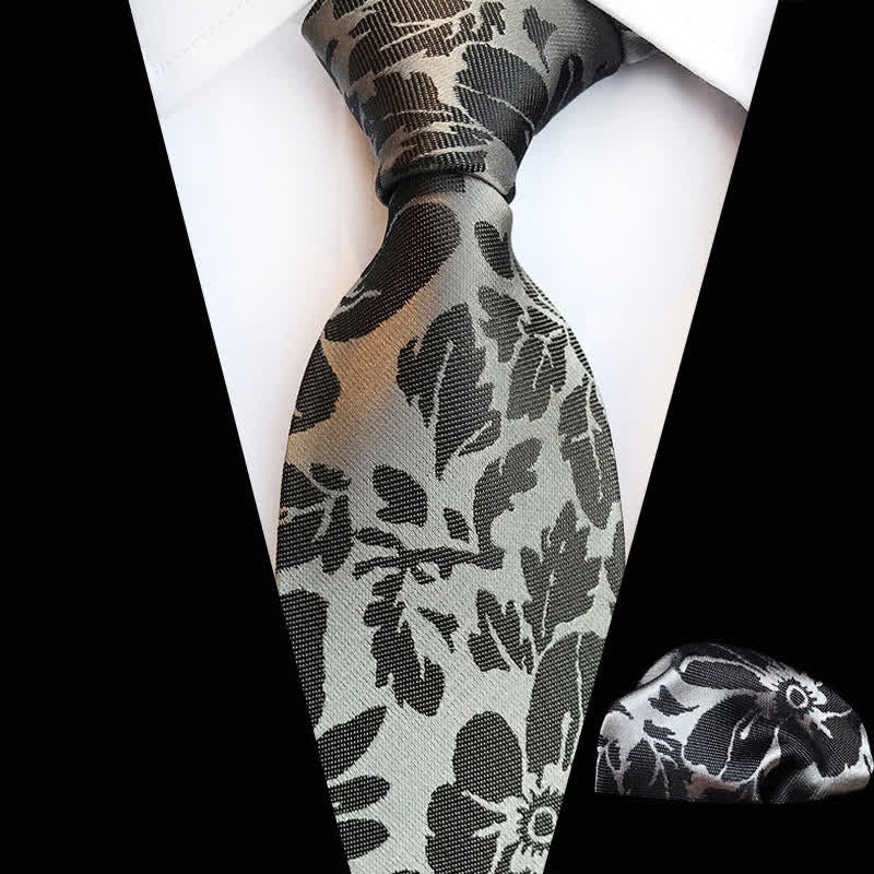 Conjunto de 2 corbatas florales con hojas de jardín para hombre
