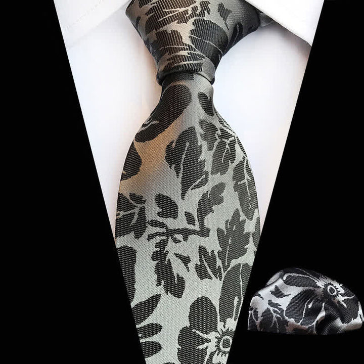 Conjunto de 2 corbatas florales con hojas de jardín para hombre