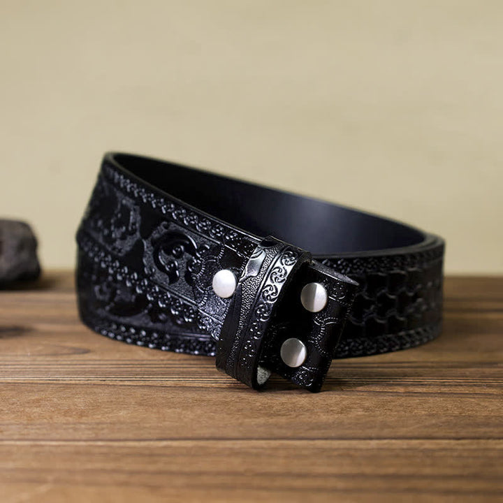 Cinturón de cuero con cuchillo plegable oculto de dragón de pico afilado para hombre