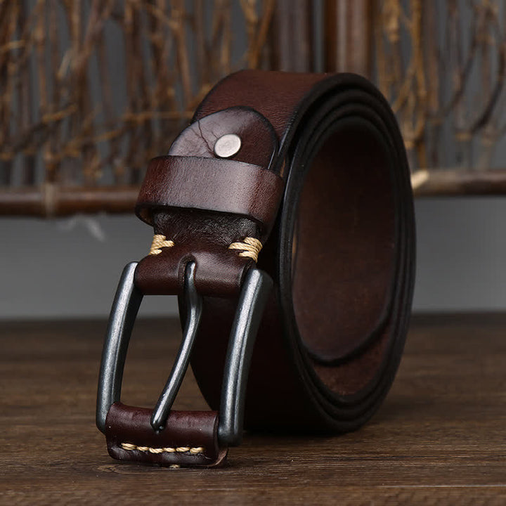 Cinturón de cuero vaquero brillante retro con estilo para hombre