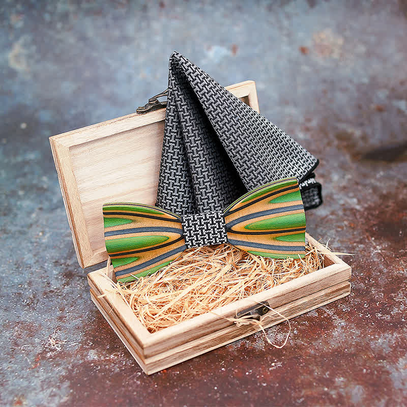 Juego de 2 pajaritas de madera con grabado láser deslumbrante para hombre