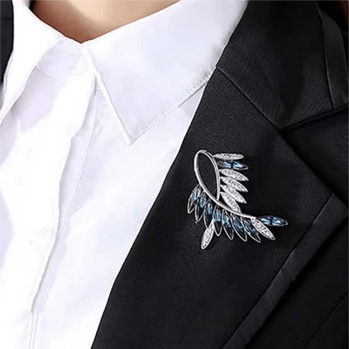 Broche de cristal con forma de rama de olivo para mujer