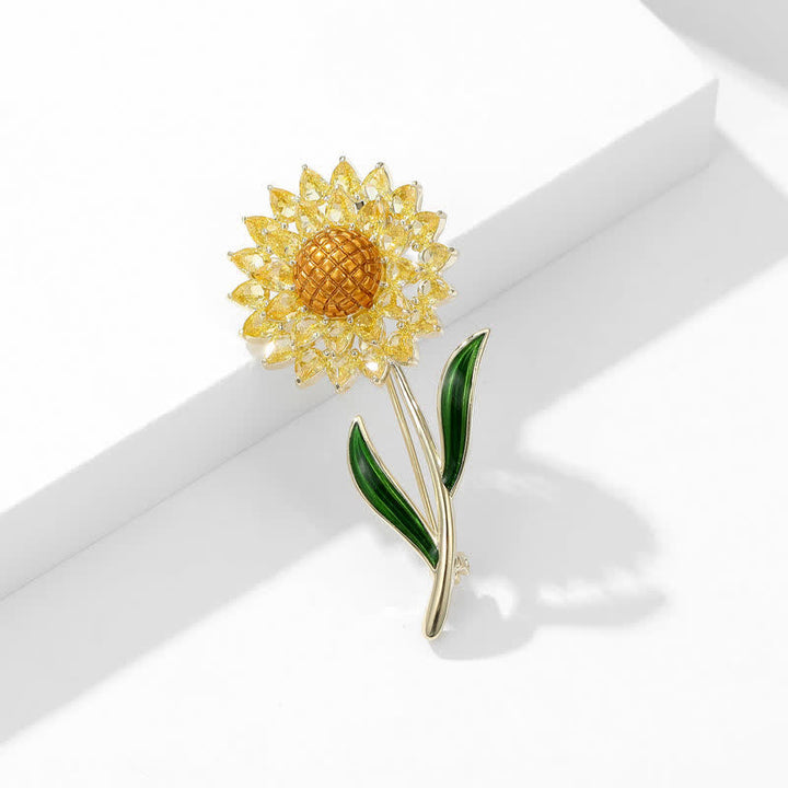 Broche de girasol dorado para mujer