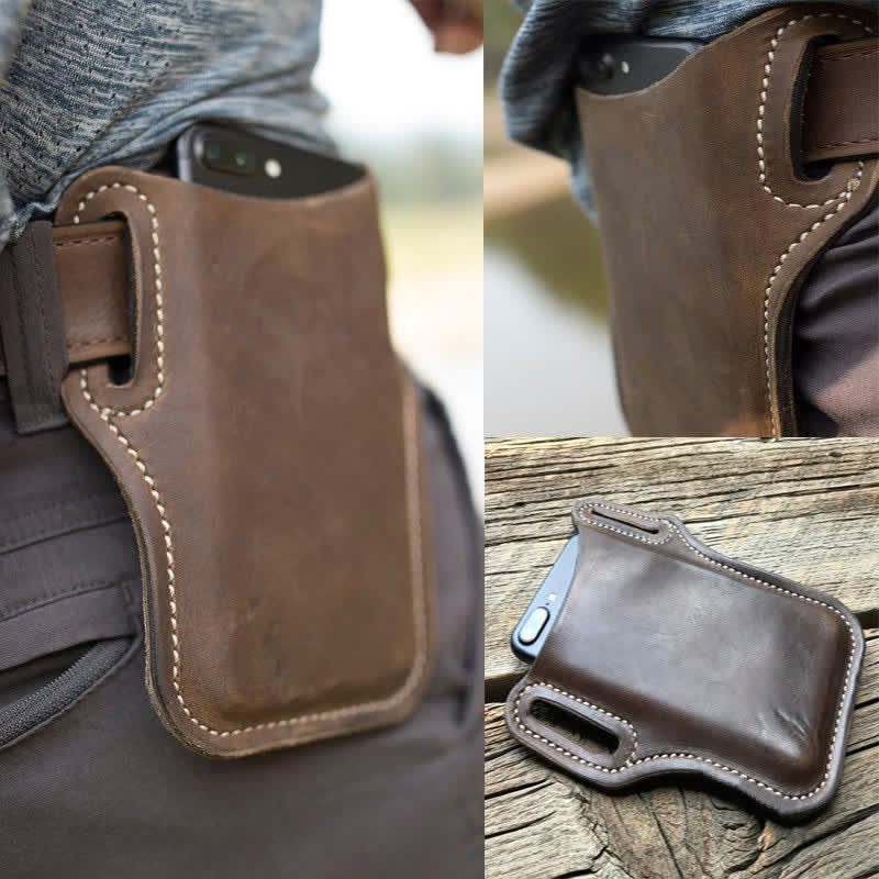 Funda de cuero para teléfono móvil con correa para el cinturón