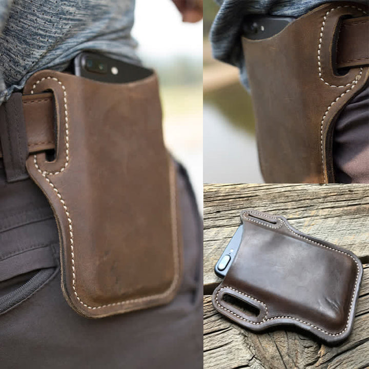 Funda de cuero para teléfono móvil con correa para el cinturón