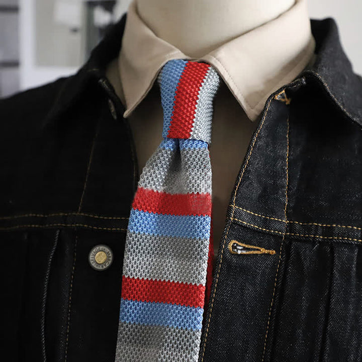 Corbata de punto con rayas horizontales de otoño para hombre