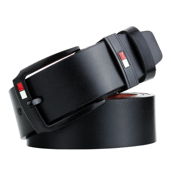 Cinturón de cuero con hebilla negra retro para hombre