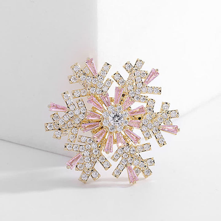 Broche de copo de nieve giratorio para mujer