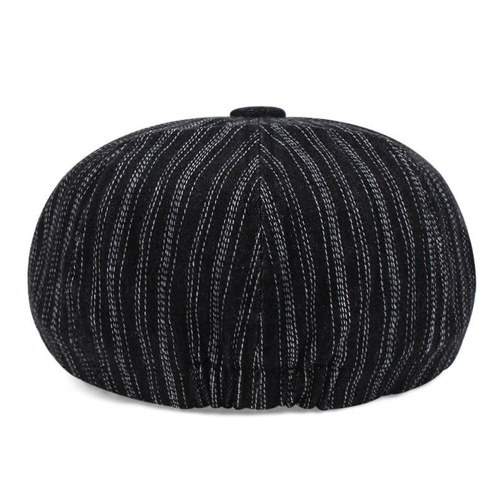 Gorra de boina de vendedor de periódicos octogonal a rayas de moda