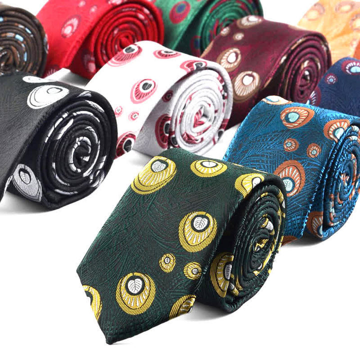 Corbata con estampado de plumas de pavo real para hombre