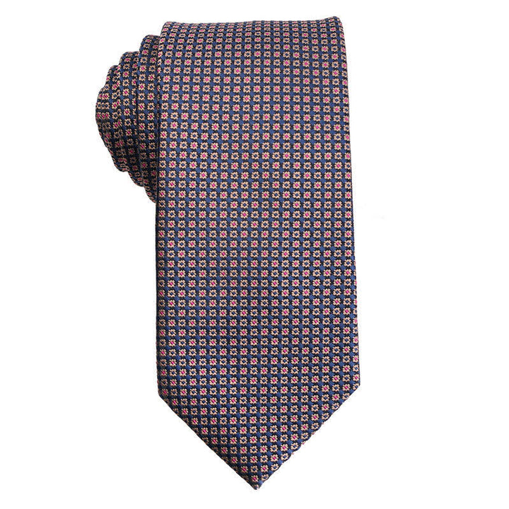 Corbata de cuadros micro de la serie Coffee Brown para hombre 